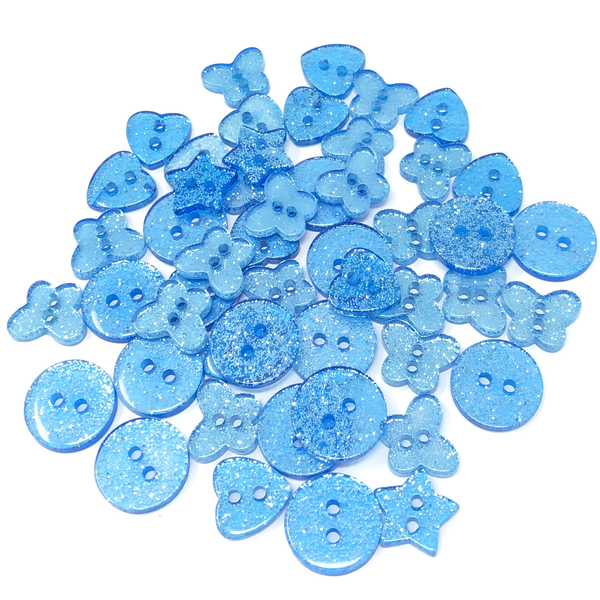 50 Mix Glitter Mix Shape 13mm Resin Buttons
