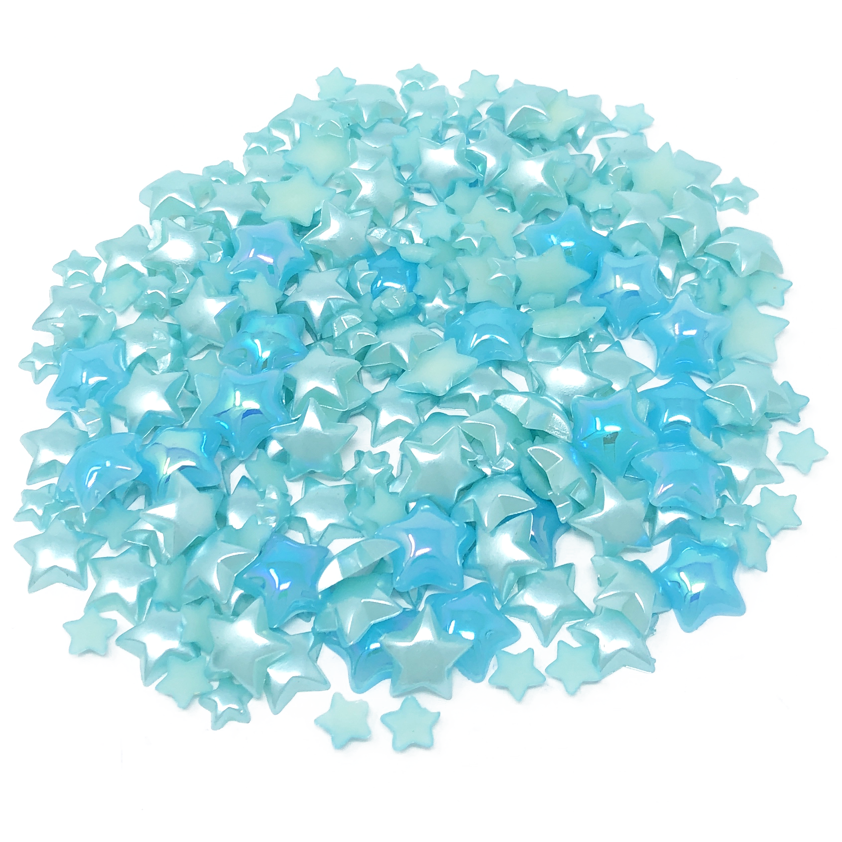 Blue Mini Resin Mixed Size Star Half Pearls (Pack of 500 Approx)