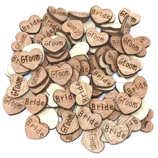 15mm Natural Wooden Wedding Love Hearts - Mixed Design Options