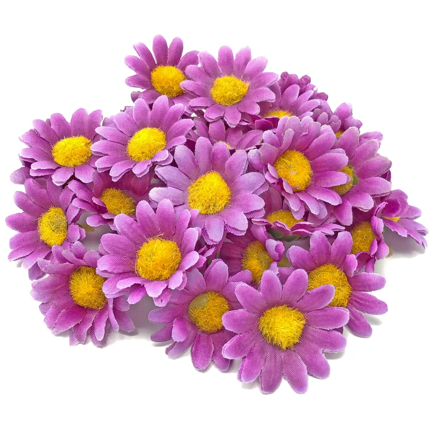 Bright Purple 35mm Synthetic Daisy Flowers (Faux Silk) - Mini Daisy Heads