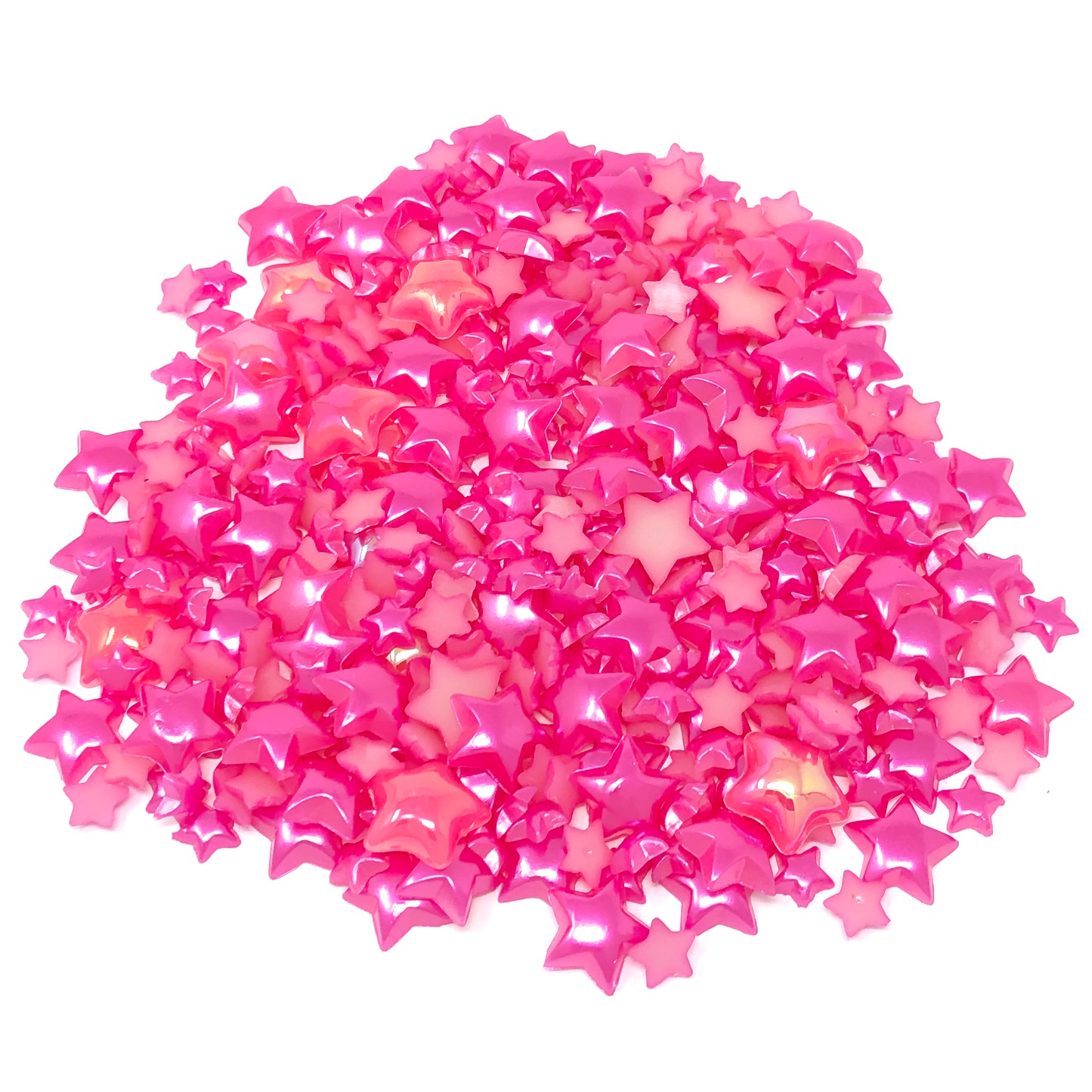 Bright Pink Mini Resin Mixed Size Star Half Pearls (Pack of 500 Approx)