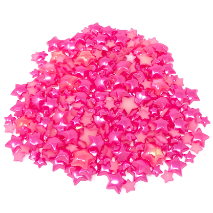 Bright Pink Mini Resin Mixed Size Star Half Pearls (Pack of 500 Approx)