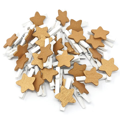 30mm Mini Wooden Clothes Pegs with 18mm Stars