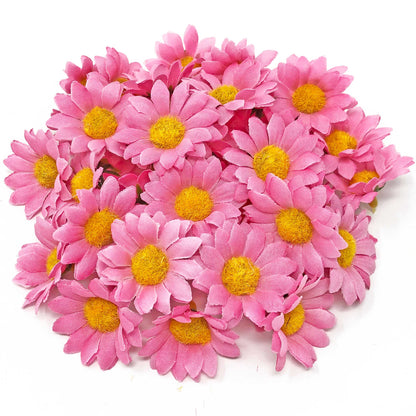 Candy Pink 35mm Synthetic Daisy Flowers (Faux Silk) - Mini Daisy Heads