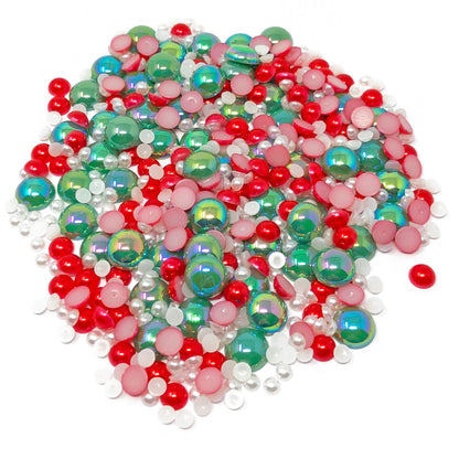 Christmas Mix Mini Resin Mixed Size Half Pearls (Pack of 500 Approx)