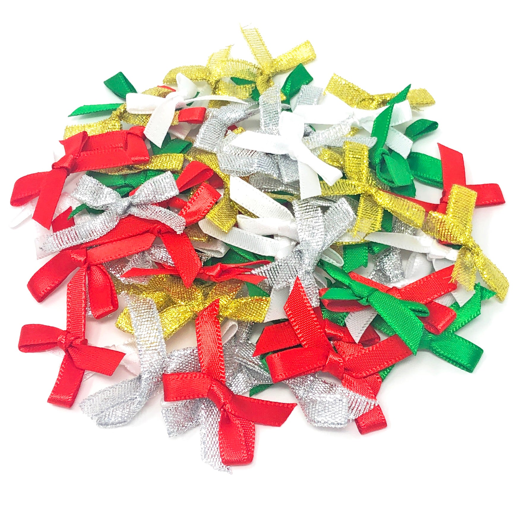 Christmas Mix 7mm 40x25mm Christmas Ribbon Bows - Pack of 75
