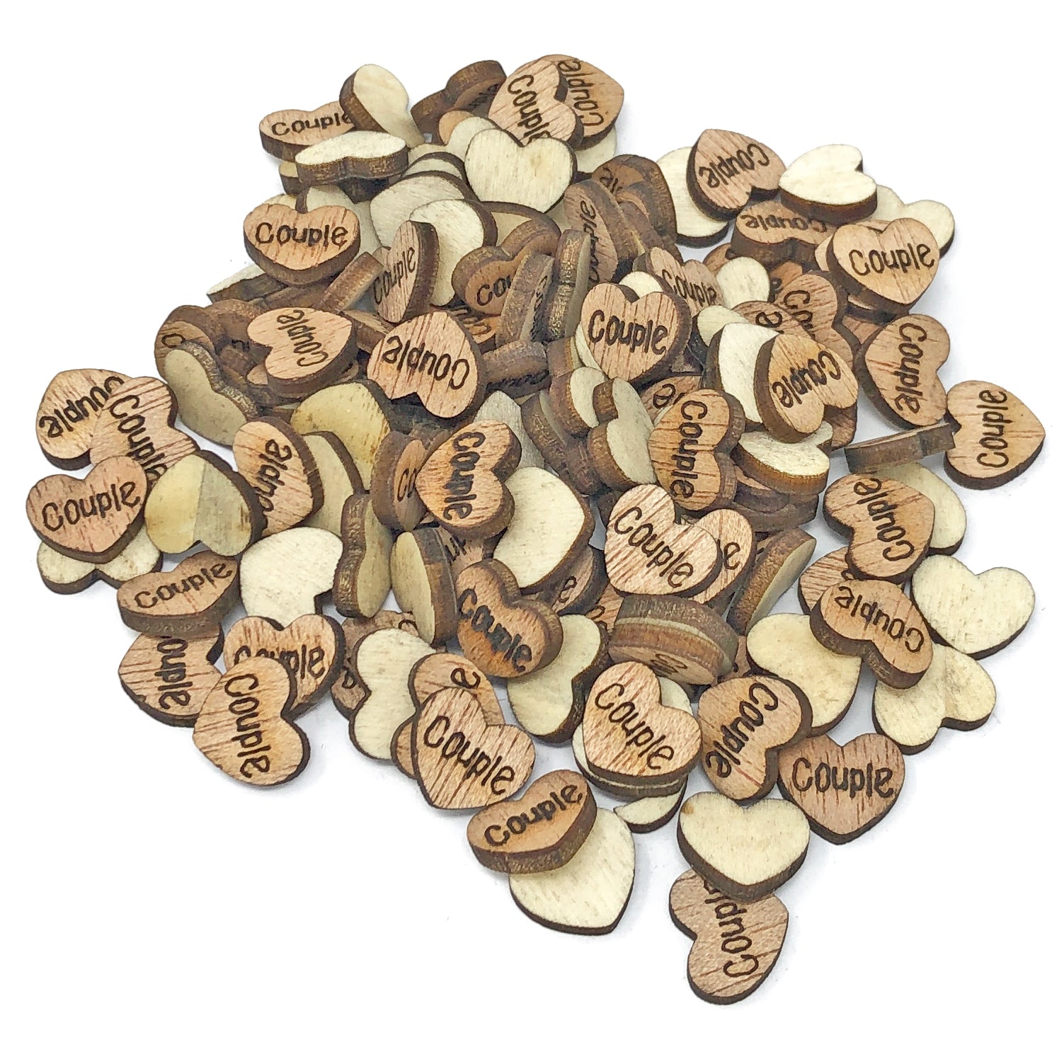 Couple 10mm Natural Wooden Wedding Love Hearts