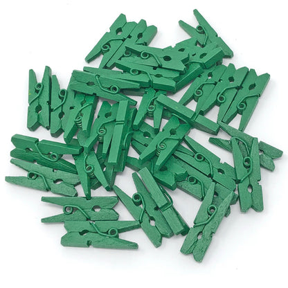 Dark Green 25mm Mini Coloured Wooden Clothes Pegs
