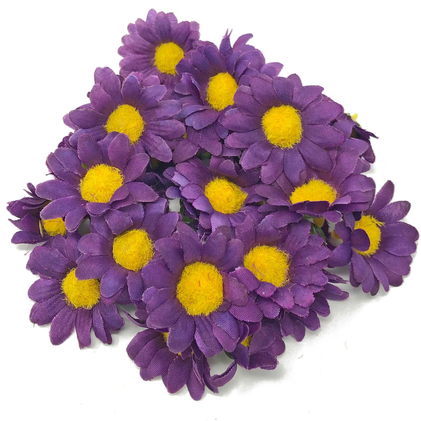 Park Purple 35mm Synthetic Daisy Flowers (Faux Silk) - Mini Daisy Heads