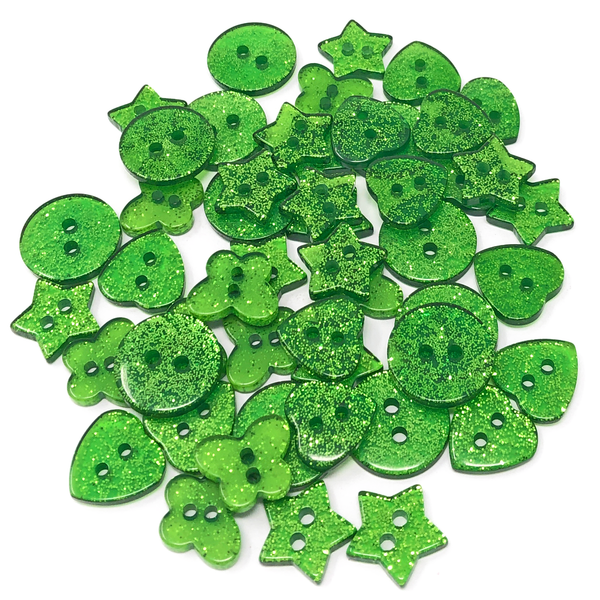 50 Mix Glitter Mix Shape 13mm Resin Buttons