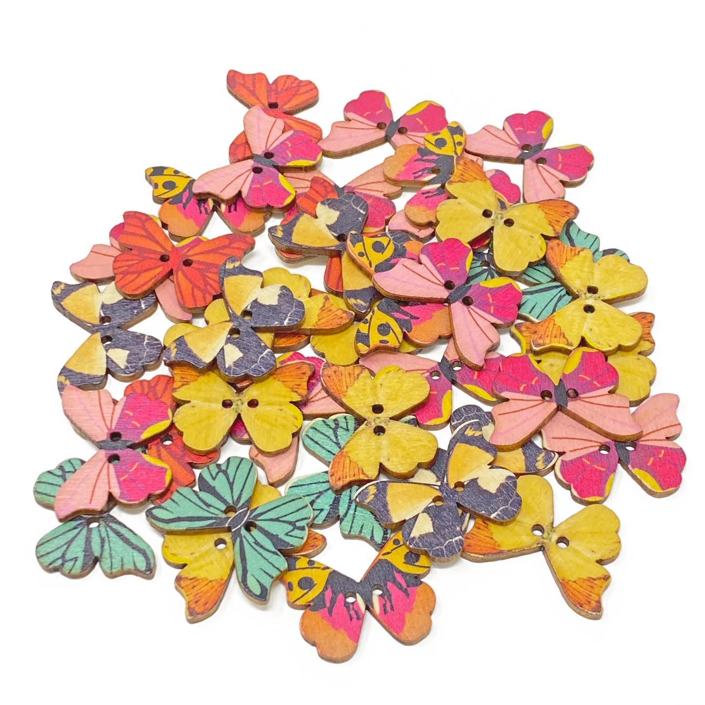 Butterfly 40 Mixed Floral Flower & Butterfly Buttons