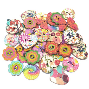 40 Mixed Floral Flower & Butterfly Buttons