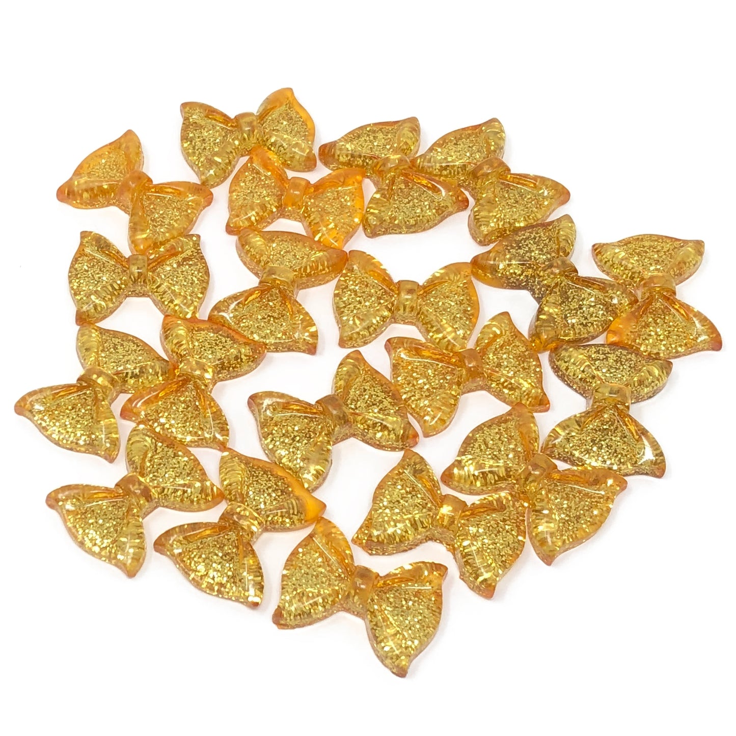 25mm Resin Glitter Bow Flatbacks - Pack of 20
