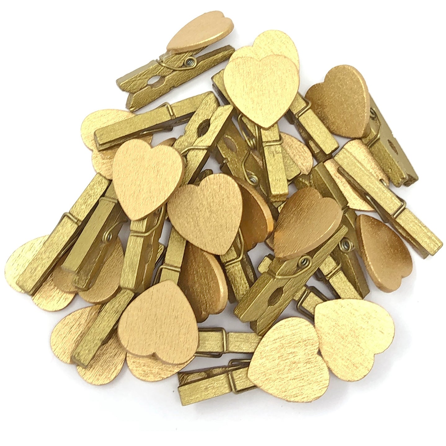 Gold 30mm Coloured Pegs with Matching 18mm Coloured Hearts