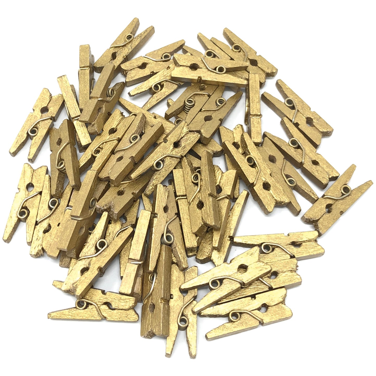 Gold 25mm Mini Coloured Wooden Clothes Pegs