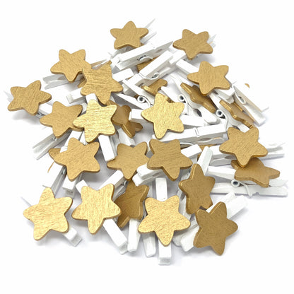 30mm Mini Wooden Clothes Pegs with 18mm Stars
