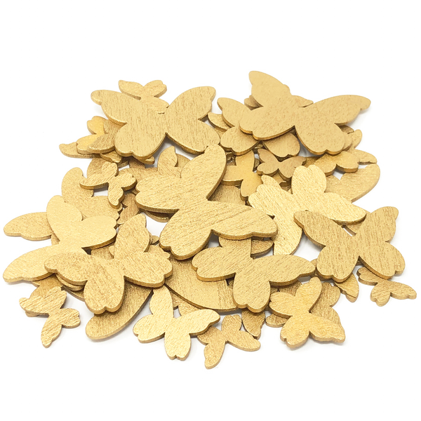 50 Mixed Size Wood Butterflies