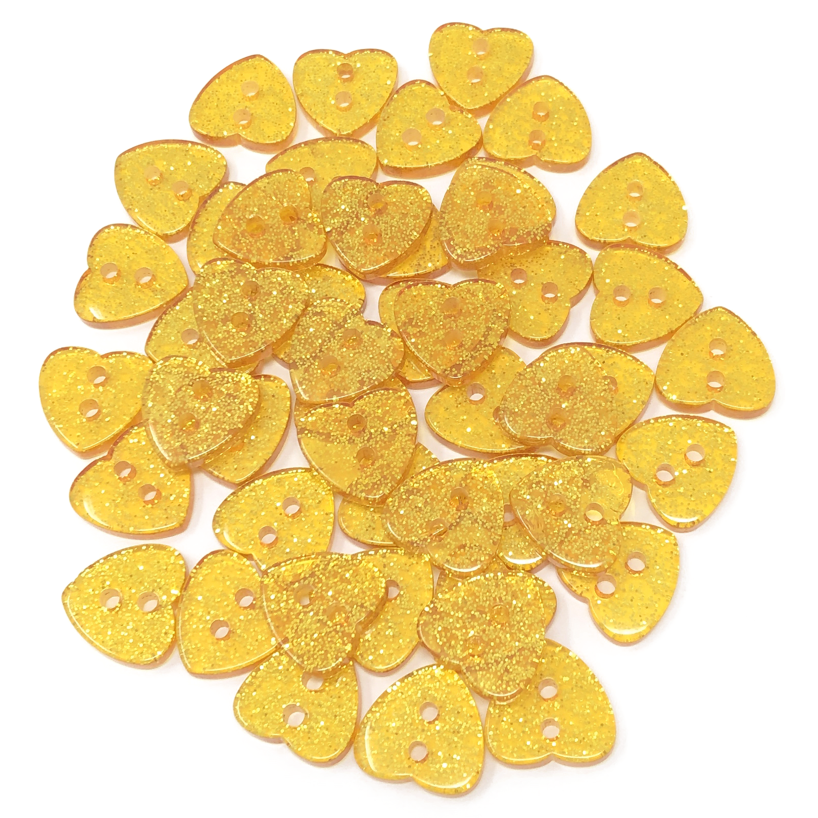 Gold 50 Mix Glitter Heart 13mm Resin Buttons