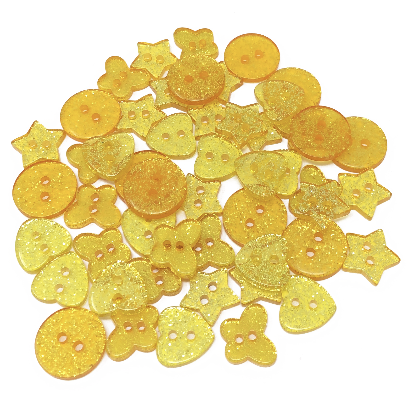 Gold 50 Mix Glitter Mix Shape 13mm Resin Buttons