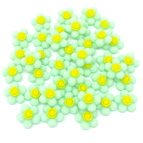 13mm Soft Feel Resin Flower Flatbacks - Pack of 40