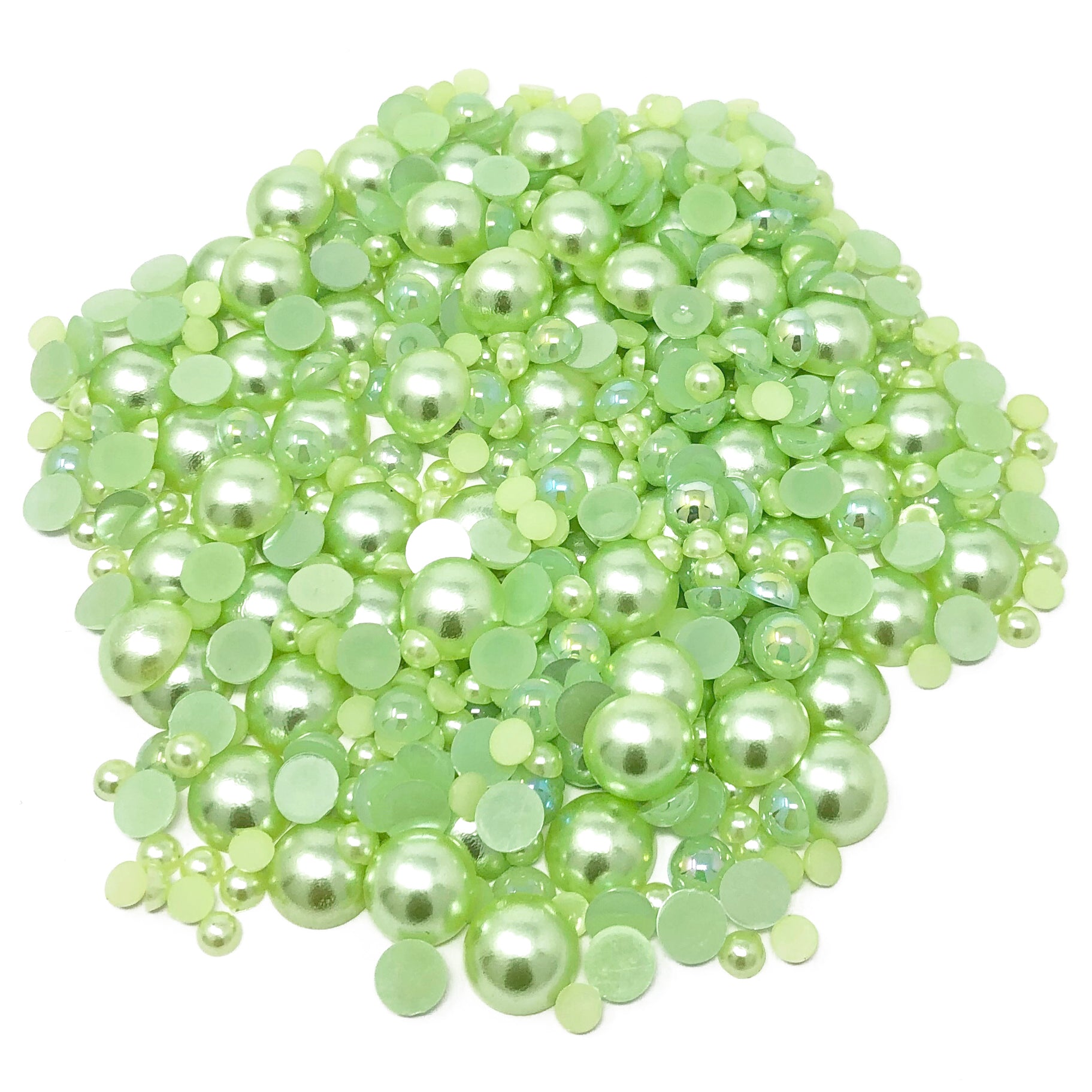 Green Mini Resin Mixed Size Half Pearls (Pack of 500 Approx)