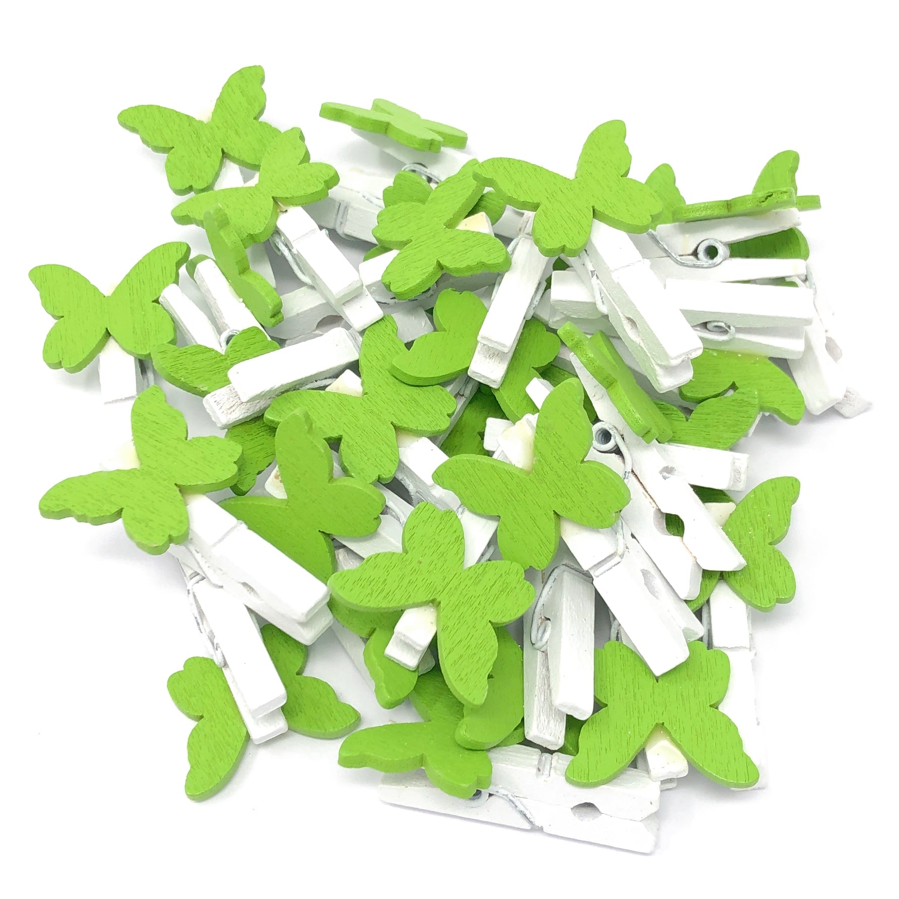Green 30mm Mini Clothes Pegs with 20mm Butterflies