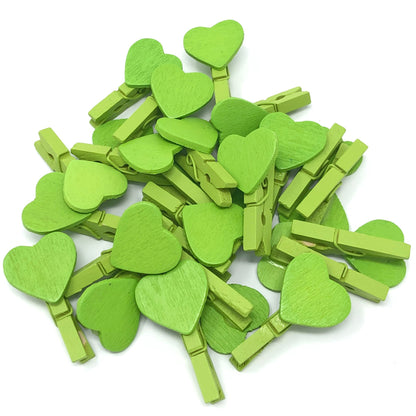 Green 30mm Coloured Pegs with Matching 18mm Coloured Hearts