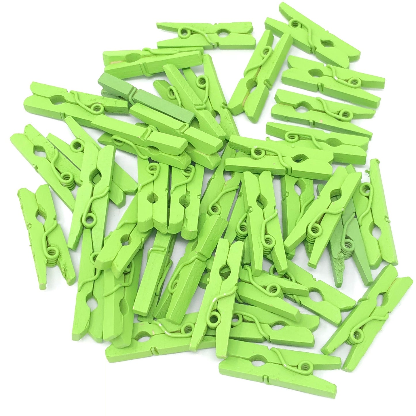 Green 25mm Mini Coloured Wooden Clothes Pegs
