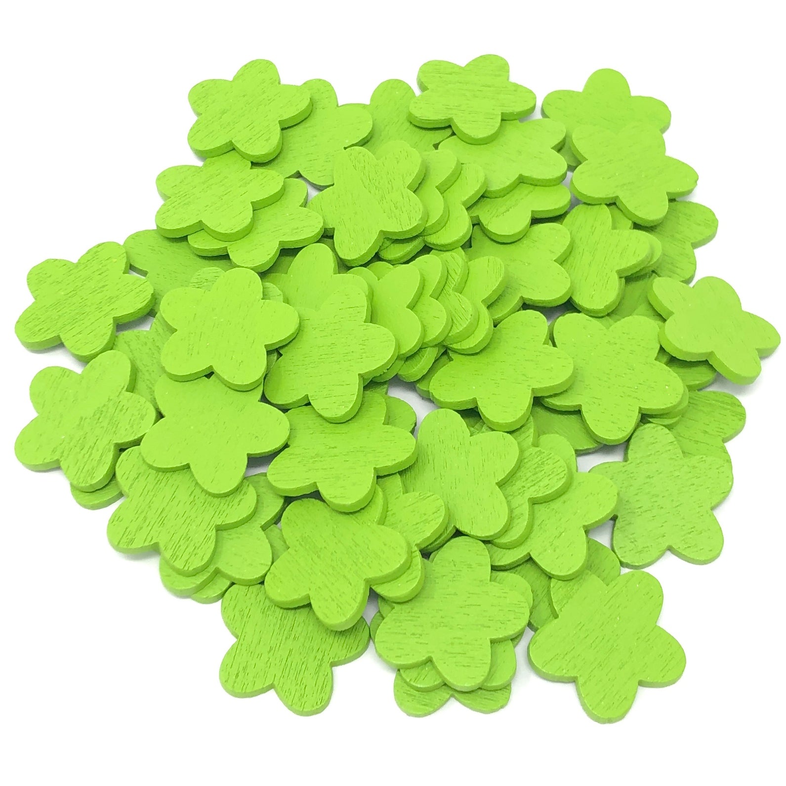 Green 18mm Wooden Craft Coloured Flowers
