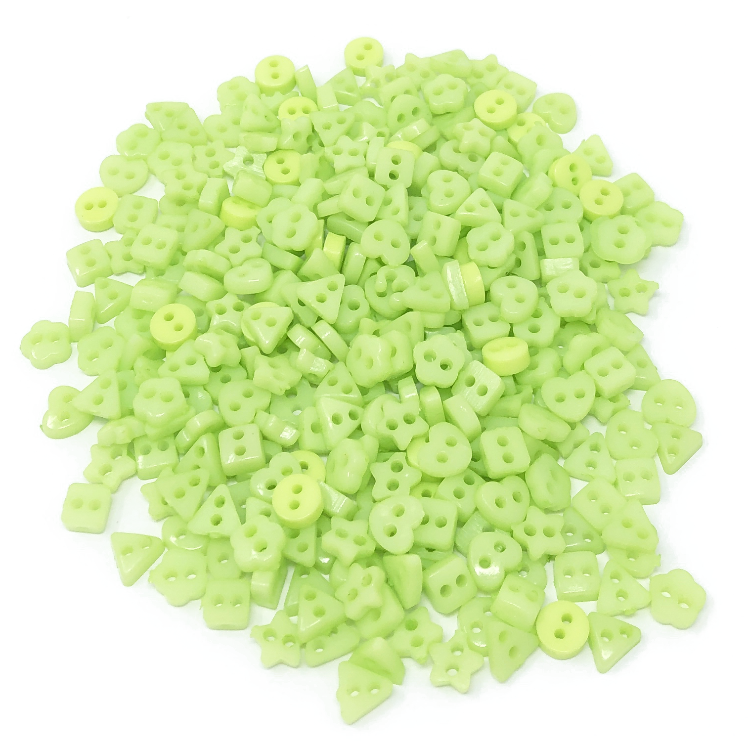Green 6mm Mixed Shape Multicoloured Resin Buttons - Pack of 300