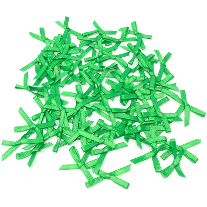 Green 3mm 30x20mm Christmas Ribbon Bows - Pack of 75