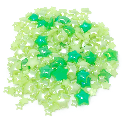 Green Mini Resin Mixed Size Star Half Pearls (Pack of 500 Approx)