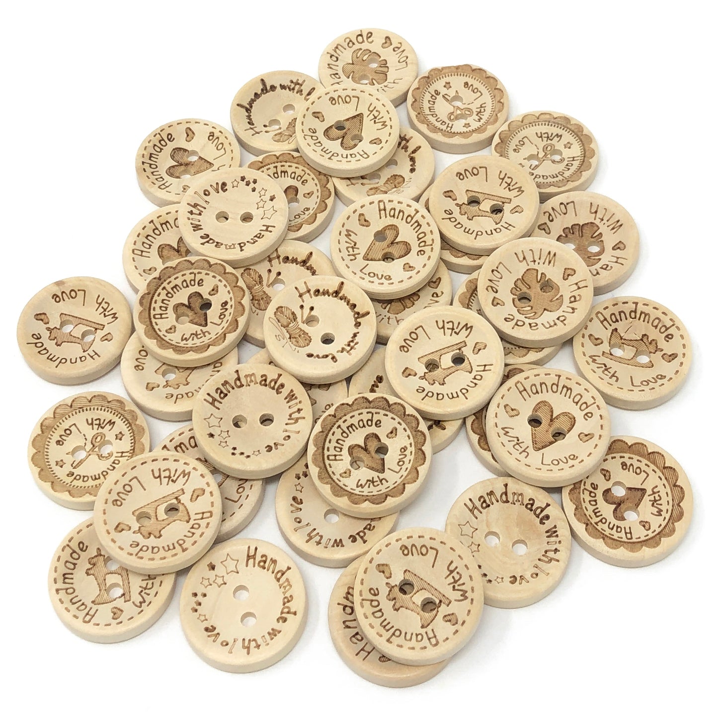 20mm 40 Mix 'Handmade with Love'  Buttons