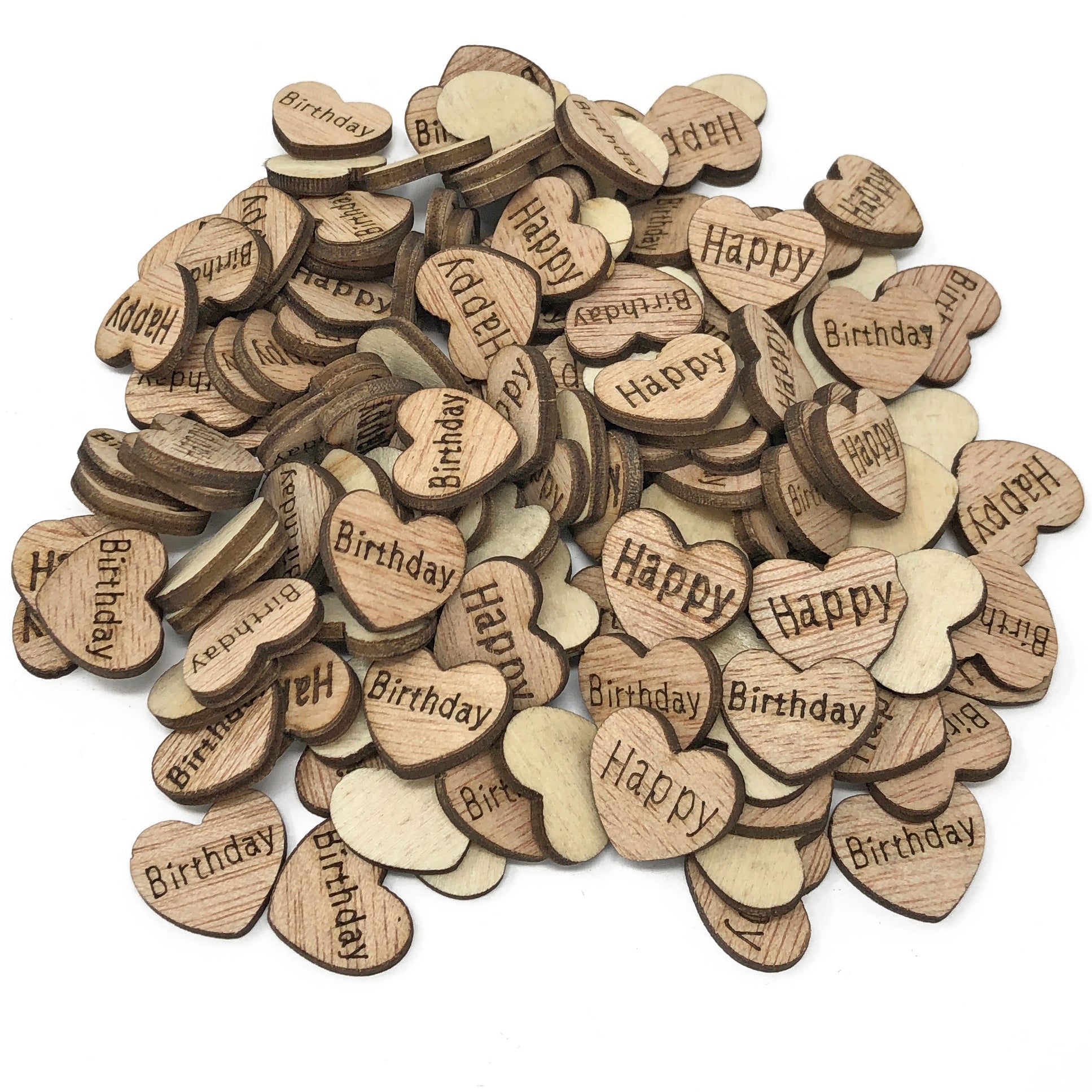 15mm Wooden Birthday & Baby Shower Hearts - Mixed Design Options