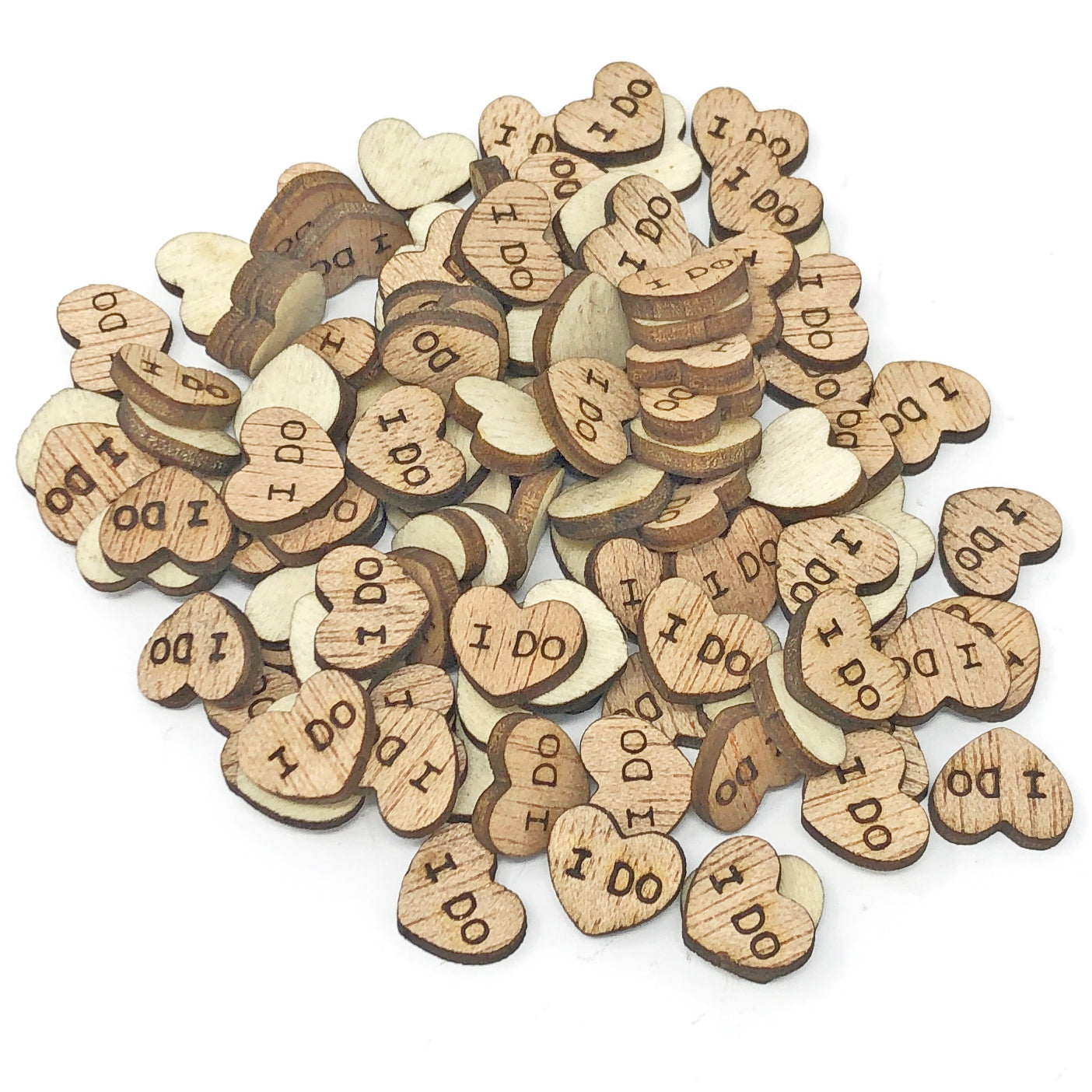 I Do 10mm Natural Wooden Wedding Love Hearts