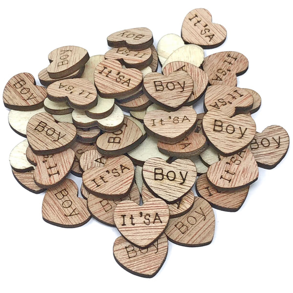 15mm Wooden Birthday & Baby Shower Hearts - Mixed Design Options