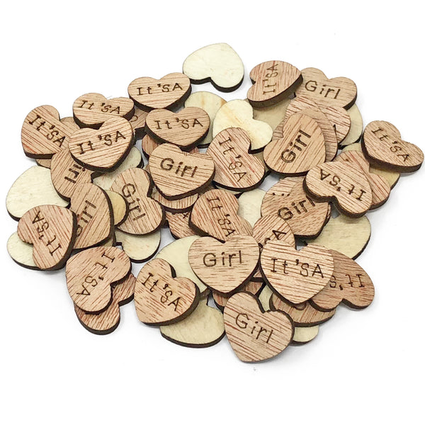 15mm Wooden Birthday & Baby Shower Hearts - Mixed Design Options