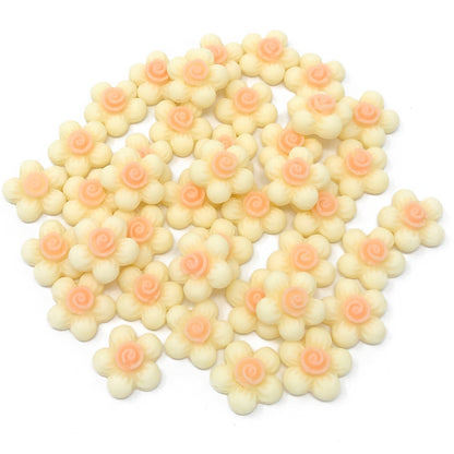 Ivory 13mm Soft Feel Resin Flower Flatbacks - Pack of 40