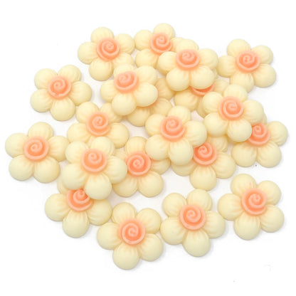 Ivory 20mm Soft Feel Flower Flatbacks - Pack of 20