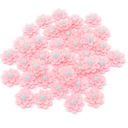 Light Pink 13mm Resin Flower Flatbacks - Pack of 40