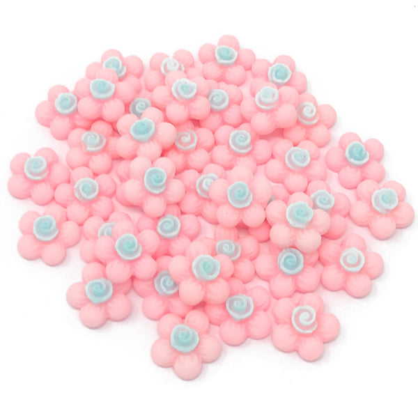 13mm Soft Feel Resin Flower Flatbacks - Pack of 40