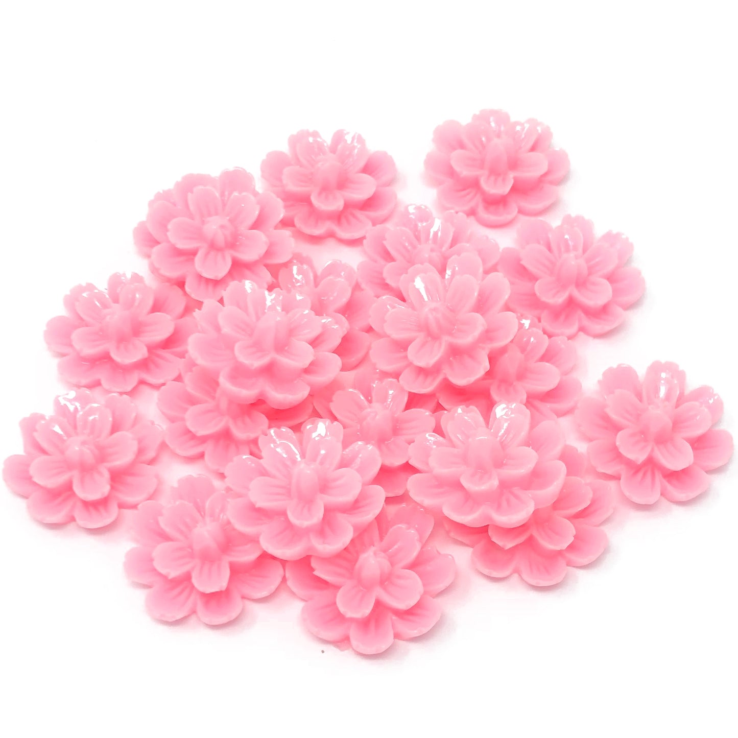 Light Pink 20mm Resin Flower Flatbacks - Pack of 20