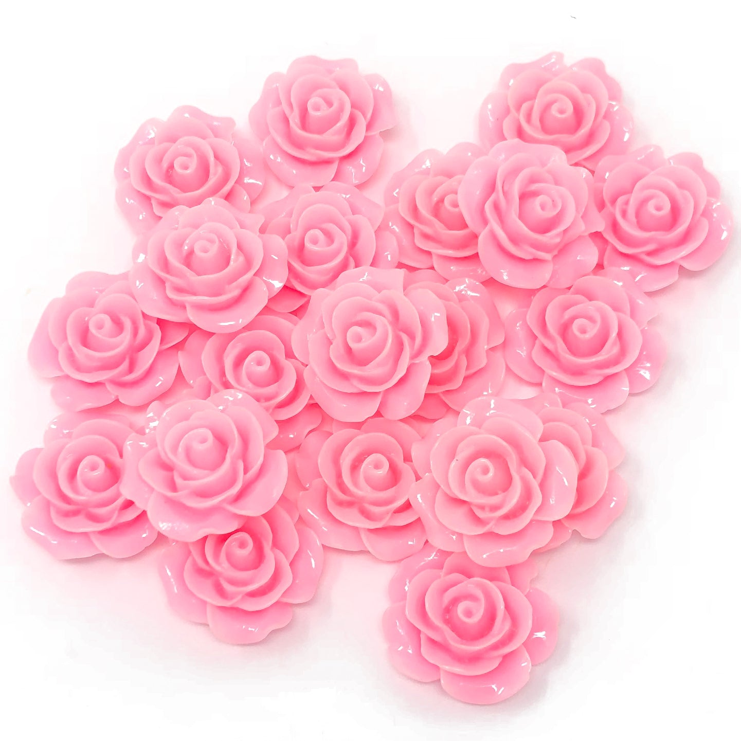 Light Pink 20mm Resin Roses Flatbacks - Pack of 20