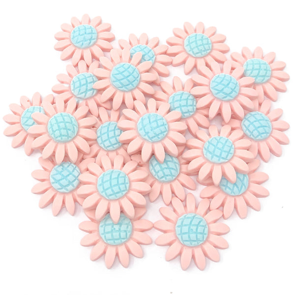 22mm Soft Feel Sunflower Flatbacks - Pack of 20