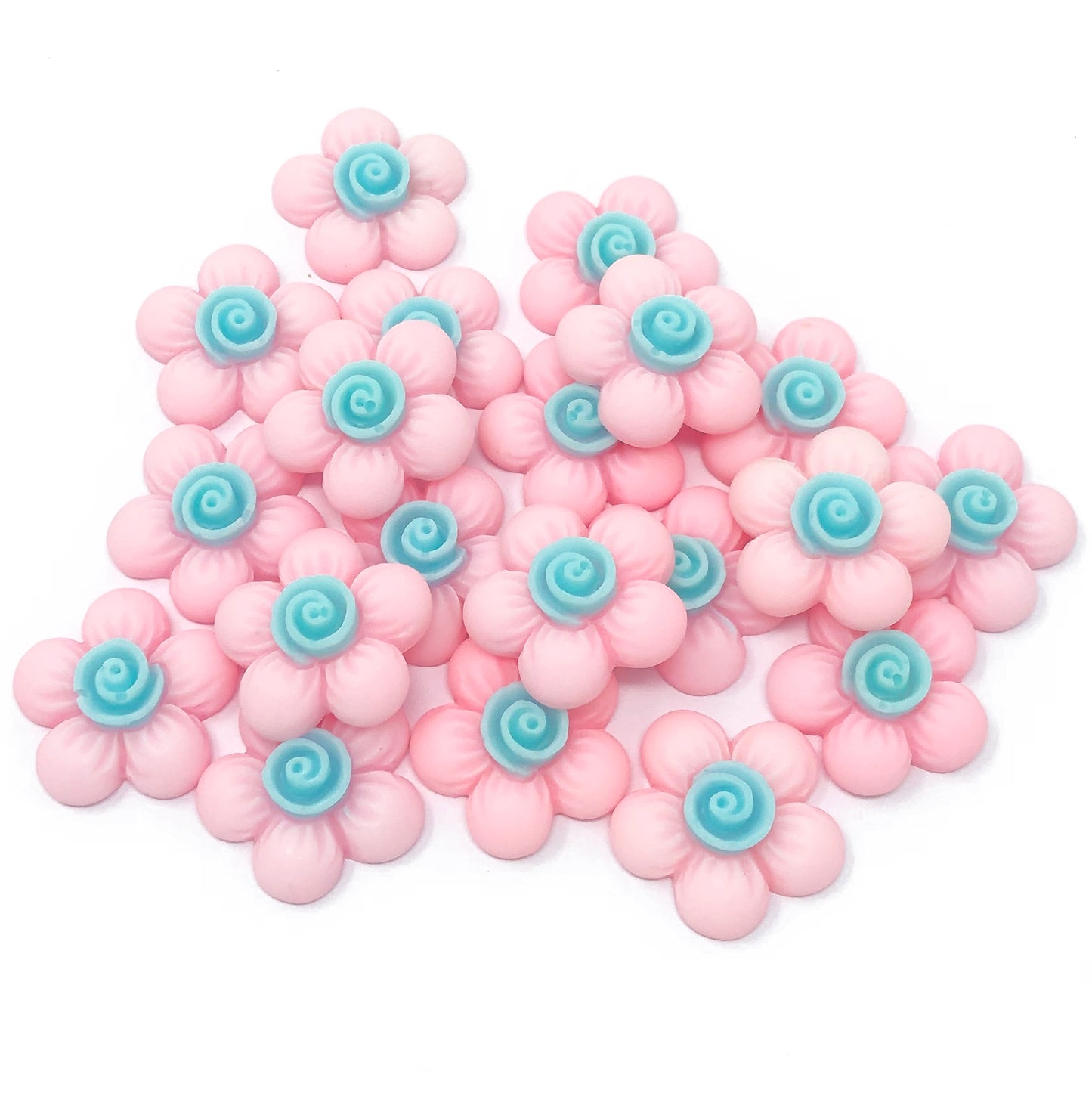 Light Pink 20mm Soft Feel Flower Flatbacks - Pack of 20