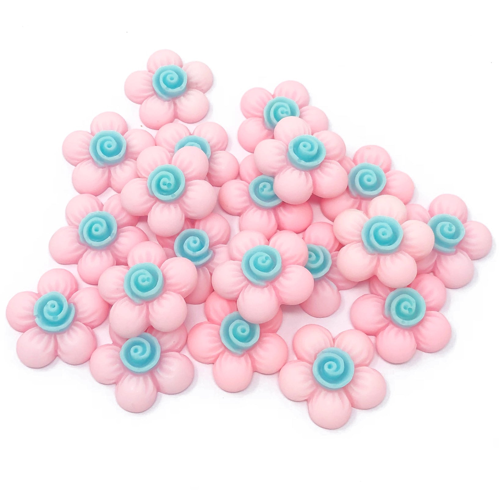 Light Pink 20mm Soft Feel Flower Flatbacks - Pack of 20