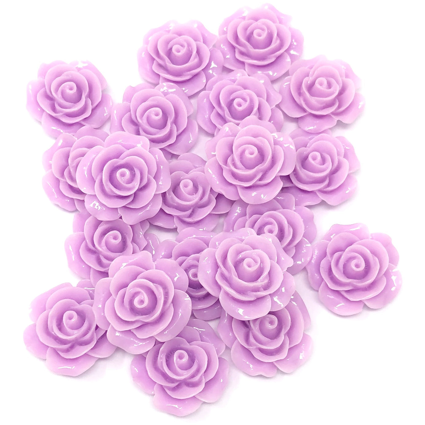 Lilac 20mm Resin Roses Flatbacks - Pack of 20