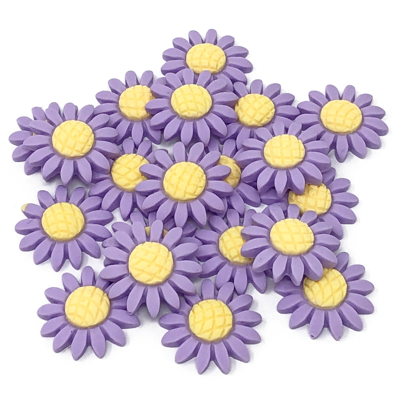 Lilac 22mm Soft Feel Sunflower Flatbacks - Pack of 20