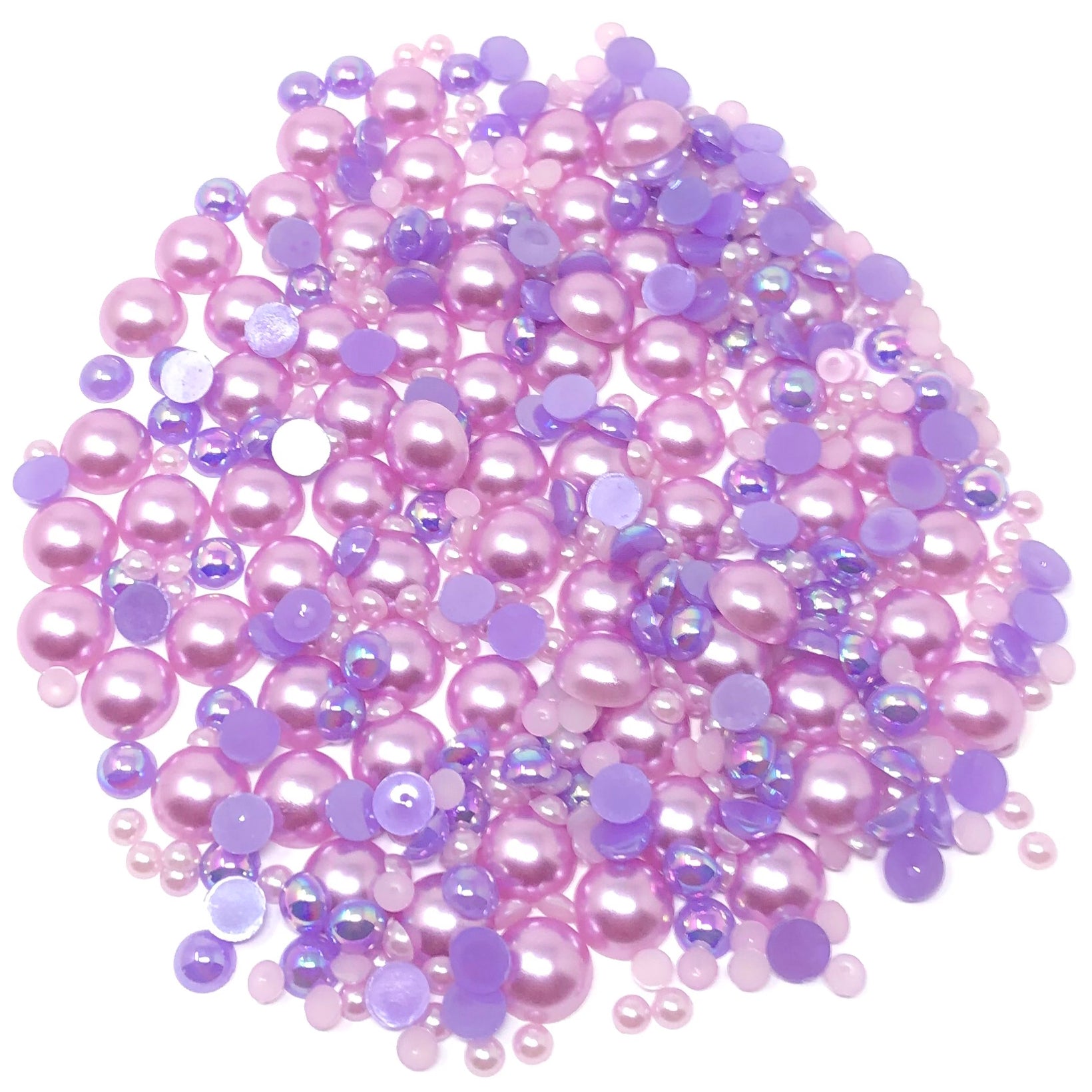 Lilac Mini Resin Mixed Size Half Pearls (Pack of 500 Approx)