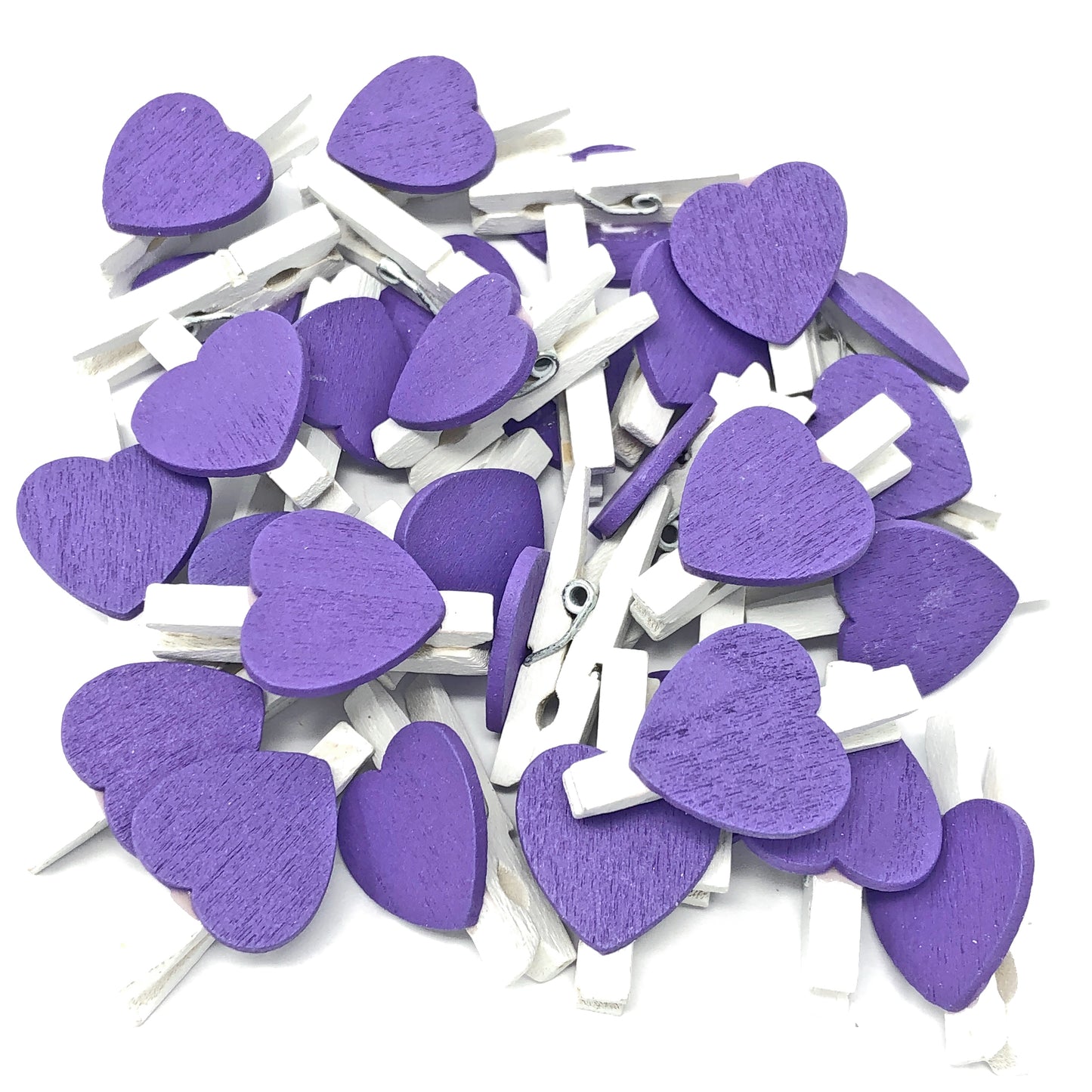 Lilac 30mm White Pegs with 18mm Coloured Hearts